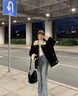 NEW OR MODE麂皮絨棉服男冬季潮流ins寬松翻領(lǐng)加厚棉衣潮牌皮毛一體機(jī)車外套 黑色 XL 曬單實(shí)拍圖
