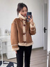 RUIQIUER仿羊羔毛外套女小個(gè)子冬季新款女裝韓系立領(lǐng)短款皮毛一體毛茸衣服 卡其棕 S 曬單實(shí)拍圖