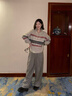 SAME FLOW費爾島提花圖案半高拉鏈女裝寬松秋冬季新款慵懶女針織衫毛衣上衣 暖白色 S 曬單實(shí)拍圖