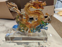 戲鯉琉璃龍擺件輕奢客廳玄關(guān)辦公室裝飾擺件公司開業(yè)新居喬遷禮品 長155*寬70*高142MM彩色-小號 曬單實(shí)拍圖