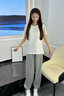 Calvin Klein Jeans夏季女士通勤經(jīng)典ck字母印花舒適微彈圓領(lǐng)短袖T恤J213892 YAF-月光白 S 曬單實拍圖