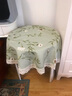 素莎大園桌桌布布藝棉麻小清新圓形圓桌餐桌布小碎花家用餐廳臺布田園 綠色小碎花【蕾絲邊】 圓桌布直徑90cm 曬單實(shí)拍圖