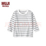 無(wú)印良品（MUJI）嬰童 圓領(lǐng)條紋長(zhǎng)袖T恤  打底衫 兒童童裝   CC23GA4S 紫色條紋 100cm/56A 曬單實(shí)拍圖