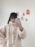 艾柔丹AIROUDAN輕奢女裝仿羊羔毛短外套女秋冬季新款皮毛一體百搭外套 米杏色 S 曬單實拍圖