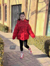 G.DUCKKIDS小黃鴨童裝女童棉服加絨加厚中長款兒童棉襖百搭保暖女大童外套 紅色 120 （建議身高110cm  6-7歲）c 曬單實拍圖