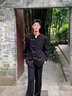 威登羊新中式中山裝新郎禮服西裝外套男士春秋季潮牌痞帥中國風(fēng)西服套裝 黑外套+黑襯衫+西褲【三件 XL 【高質(zhì)量】 曬單實(shí)拍圖