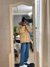 宏資琦羽絨棉服女中長款冬季2024新款大毛領棉衣外套女裝超厚工裝派克服 姜黃色帶毛領 S （建議85—110斤） 曬單實拍圖