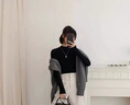 啄木鳥半高領(lǐng)莫代爾打底衫女2025秋季新款內(nèi)搭黑色洋氣中領(lǐng)上衣長袖T恤 306-8黑 純色中領(lǐng)長袖 均碼(90斤-135斤) 曬單實拍圖