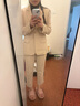 翠貝卡新款休閑女高腰直筒褲九分褲 米色 L 曬單實(shí)拍圖