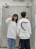MDlila《兩件裝》情侶裝衛(wèi)衣春秋季套裝一男一女寬松情侶款外套班服定制 半愛心 男黑+女黑《春秋款》 XL 男+女M 曬單實(shí)拍圖