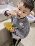 趣沿兒童洗漱巾洗臉圍嘴罩衣反穿吃飯刷牙防水圍兜毛巾寶寶擦臉不濕衣 【洗漱巾】灰色小熊 曬單實(shí)拍圖