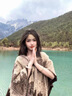 允娜披肩女秋冬季外搭民族風(fēng)大碼針織復(fù)古披風(fēng)斗篷外套時尚洋氣圍巾女 千鳥格披肩卡其（優(yōu)質(zhì)面料） 曬單實拍圖