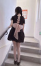 閃動少女（SHANDONGSHAONV）蝴蝶結甜美溫柔新款泡泡袖連衣裙夏季少女小清新學院風超仙a字裙 黑色 M 曬單實拍圖