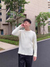 啄木鳥(niǎo)菱形提花毛衣男2025加絨秋冬季2025新款圓領(lǐng)針織衫休閑保暖打底衫 米白色 L 曬單實(shí)拍圖