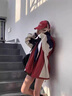 咚憬工裝沖鋒外套少女春秋裝2025新款初中高中學(xué)生寬松拼色風(fēng)衣夾克 紅色 S 曬單實(shí)拍圖