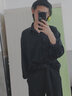 巨楠襯衫男春夏季新款冰絲痞帥潮流免燙襯衣長(zhǎng)袖寬松垂感大碼休閑 黑色 XL 曬單實(shí)拍圖