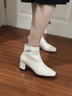 愛(ài)步（ECCO）靴子女 冬季切爾西靴羊皮中跟厚底方頭女靴 型塑290983 石灰色29098301378 39 曬單實(shí)拍圖