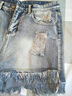 瑟空（SEKONG）2026夏新款復古做舊個(gè)性牛仔褲辣妹破洞褲子女毛邊a字寬松短褲YLM 1129藍色 S 曬單實(shí)拍圖