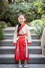 愛寶適兒童漢服表演男女童國學服古裝小學生中國風三字經(jīng)古裝團體演出服 鳳紋朱裙 120 【建議身高110-120cm】 曬單實拍圖