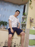 金立芬（JINLIFEN）睡衣男夏季短袖純棉薄款運動(dòng)青年居家服套裝可外穿家居服 106圖片色 L碼/120斤-140斤 曬單實(shí)拍圖