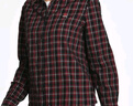 威鵬（weipeng）[純棉磨毛]女士長(cháng)袖襯衫秋季新款紅色通勤氣質(zhì)休閑格紋上衣H43052 紅色黑白格 M (160/88A) 曬單實(shí)拍圖