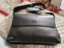 casa-kupsCK單肩包男牛皮包橫款斜挎包男大容量純皮男款背包真皮文件包跨包 橫款-小號黑色 曬單實(shí)拍圖