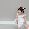 幼歌（YOUGE） 嬰幼兒浪漫蝴蝶結(jié)網(wǎng)紗連衣裙女童清爽俏皮小飛袖裙子潮 本白（66-80內(nèi)有三角爬） 80 cm 曬單實(shí)拍圖