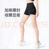 駱駝（CAMEL）防走光瑜伽短褲女高腰健身跑步三分褲 Y23BA4L0029 幻影黑 XXL 曬單實拍圖