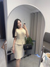 晨芙時(shí)尚職業(yè)裝連衣裙女夏季酒店前臺工裝售樓部經(jīng)理珠寶美容師工作服 杏色 XL 建議110-120斤 曬單實(shí)拍圖