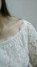 VITIV 香港潮牌斷碼女裝 平時(shí)可穿蕾絲露背高腰顯瘦禮服名媛鏤空連衣裙 白色五分袖 M 曬單實(shí)拍圖