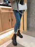 柯妮麗人馬丁靴女內(nèi)增高靴子2025秋新款小個子厚底短靴系帶英倫風真皮女靴 黑色內(nèi)增高單里 35 曬單實拍圖