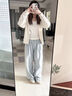 蕉內（Bananain）熱皮301+女士打底衣長(cháng)袖T恤棉感25秋冬保暖高領(lǐng)可外穿修身內搭 【芭蕾領(lǐng)】燕麥奶 M 曬單實(shí)拍圖