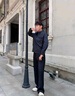 卡賓男裝 90鴨絨羽絨服2024秋冬新款老花滿印外套舒適保暖A 深藍色87 XL /180/52 曬單實拍圖