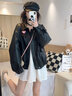 GARNUO黑色皮衣外套女2025春秋冬季新款復古機車(chē)小個(gè)子短款夾克男女同款 黑色 S【80-105斤】 曬單實(shí)拍圖