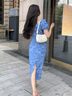 她芙（tafu）品牌女裝法式連衣裙女2025夏季新款氣質(zhì)減齡顯瘦收腰遮肚中長(cháng)裙 粉紅色 M 曬單實(shí)拍圖