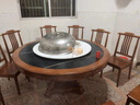 美依萱 新中式中式巖板餐桌實(shí)木餐桌椅組合家用圓形帶轉(zhuǎn)盤(pán)飯桌 1.2米單巖板圓桌（送巖板轉(zhuǎn)盤(pán)） 1.2cm 加厚巖板 曬單實(shí)拍圖