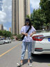 OLOEY淺色破洞牛仔褲女春秋夏季新款高腰寬松直筒哈倫直筒老爹褲 【腰帶】+919深藍 (款) 常規(guī) S 曬單實拍圖
