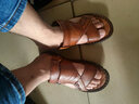 老人頭涼鞋男夏季涼拖露趾頭層牛皮真皮按摩軟底男士沙灘鞋特大碼46碼 曬單實(shí)拍圖