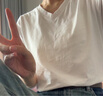 佐丹奴T恤女基礎(chǔ)款舒適內(nèi)搭打底衫純棉純色V領(lǐng)長袖t恤女13322759 16皎白色 M 曬單實(shí)拍圖