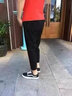 楠語(yǔ)秋（NANYUQIU）2021夏季九分褲男修身小腳褲潮流韓版彈力休閑褲男生9分褲矮個(gè) 九分褲 黑色 2XL (建議145-160斤) 曬單實(shí)拍圖