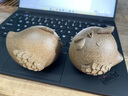 萬仟堂（Edenus）陶瓷茶寵生肖雞可以愛茶寵茶玩一對 粗陶小擺件 比翼雙飛 Z 黃砂釉+黑鐵釉 曬單實(shí)拍圖