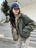 付智恩 都市巡游 休閑街頭狐貍毛領(lǐng)90鵝絨設計感時(shí)尚牛仔派克服冬 軍綠色 M 曬單實(shí)拍圖