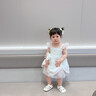 幼歌（YOUGE） 嬰幼兒浪漫蝴蝶結(jié)網(wǎng)紗連衣裙女童清爽俏皮小飛袖裙子潮 本白（66-80內(nèi)有三角爬） 80 cm 曬單實(shí)拍圖