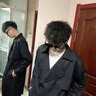gxmy情侶款風(fēng)衣外套男生潮流戰(zhàn)壕中長款過膝大衣高級感大碼男裝新款 黑色  2XL 曬單實拍圖