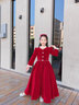 小咔衣濃兒童高端裙子女童主持人禮服鋼琴演奏演出服公主裙花童長(cháng)袖秋冬季 酒紅色長(cháng)款 150 曬單實(shí)拍圖
