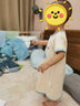 棉店嬰兒短袖睡袍夏季薄款純棉兒童空調服防踢睡裙女寶寶睡衣連體睡袋 猩猩藍色 短袖 90 曬單實(shí)拍圖