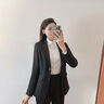 晨芙加厚加絨西裝外套女秋冬季面試正裝職業(yè)套裝大學(xué)生西服工裝工作服 黑色-加絨單西裝521 M 建議90-100斤 曬單實拍圖