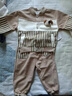G.DUCKKIDS小黃鴨童裝男童套裝春秋季2024新款兒童衣服寶寶小狗棒球服三件套 KN245204小狗豎條-卡其色加絨款 90 建議1~2歲【 80-90cm】 曬單實(shí)拍圖