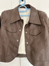 皮爾卡丹（pierre cardin）高級感皮衣短外套女秋冬新款時(shí)尚顯瘦百搭小個(gè)子加絨加厚皮夾克潮 咖啡色 L 曬單實(shí)拍圖
