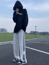 康坦汀褲子男春秋季美式高街條紋寬松直筒褲青少年學(xué)生運動(dòng)休閑衛長(cháng)褲 灰色 XL【推薦120-145斤】 曬單實(shí)拍圖